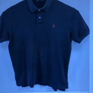 Polo Short Sleeve Men's Shirt - Black with Red Logo